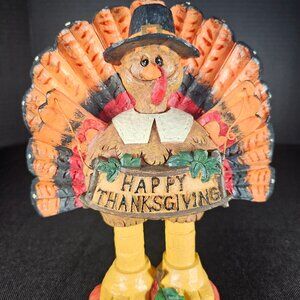 Vintage Resin Thanksgiving Turkey Figurine With Pilgrim Hat Figurine